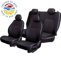 Чехлы Экокожа Турин Ромб на Kia Venga -1, 02.2010-05.2015, YN, РЗС60/40, 3Г