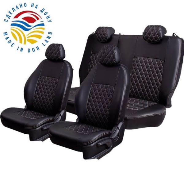 Чехлы Экокожа Турин Ромб на Kia Venga -1, 02.2010-05.2015, YN, РЗС60/40, 3Г