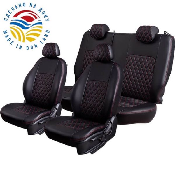 Чехлы Экокожа Турин Ромб на Kia Venga -1, 02.2010-05.2015, YN, РЗС60/40, 3Г