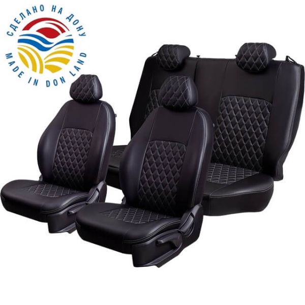 Чехлы Экокожа Турин Ромб на Kia Venga -1, 02.2010-05.2015, YN, РЗС60/40, 3Г