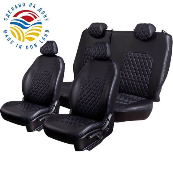 Чехлы Экокожа Турин Ромб на Kia Venga -1, 02.2010-05.2015, YN, РЗС60/40, 3Г